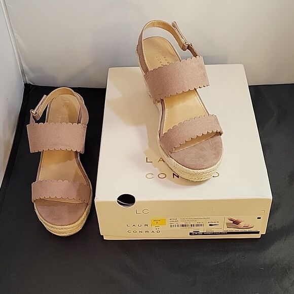 BRAND NEW LC LAUREN CONRAD CACTUS FLOWER WOMEN'S WEDGE SANDALS - Picture 16 of 16